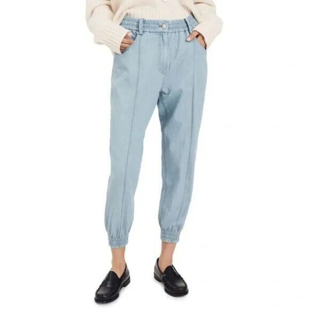 Derek Lam 10 Crosby Pheonix Jogger Pants Tapered Chambray Blue Women's Size 6